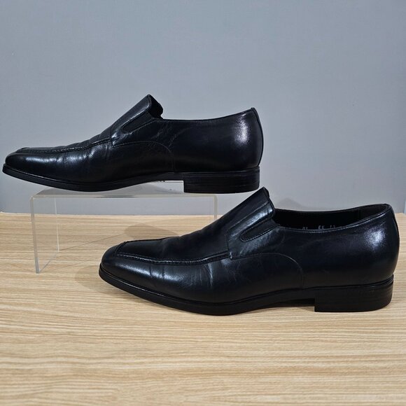 Santoni Loafer Smooth Calf Leather Mens Slip On Black Size 11 Extra Wide main image 9